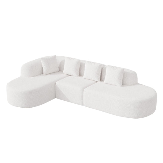 114 Inch Boneless Couches for Living Room,Modern Modular Sectional Sofa with Chaise,L-Shape Cloud Sectional Couch,No Assembly Required,Beige